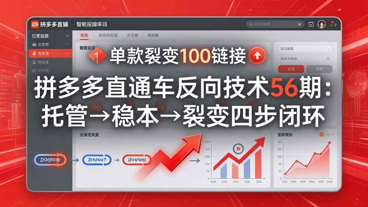 拼多多直通车反向技术56期：托管→稳本→裂变四步闭环，单款裂变100链接抢占核心流量牛品源码-源码下载-源码社区-zblog主题插件-PHP源码-三合一源码-直播源码-短视频源码-APP源码-即时通讯-源码-交友源码牛品源码