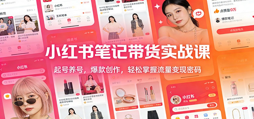 小红书笔记带货实战课:起号养号,爆款创作,轻松掌握流量变现密码牛品源码-源码下载-源码社区-zblog主题插件-PHP源码-三合一源码-直播源码-短视频源码-APP源码-即时通讯-源码-交友源码牛品源码