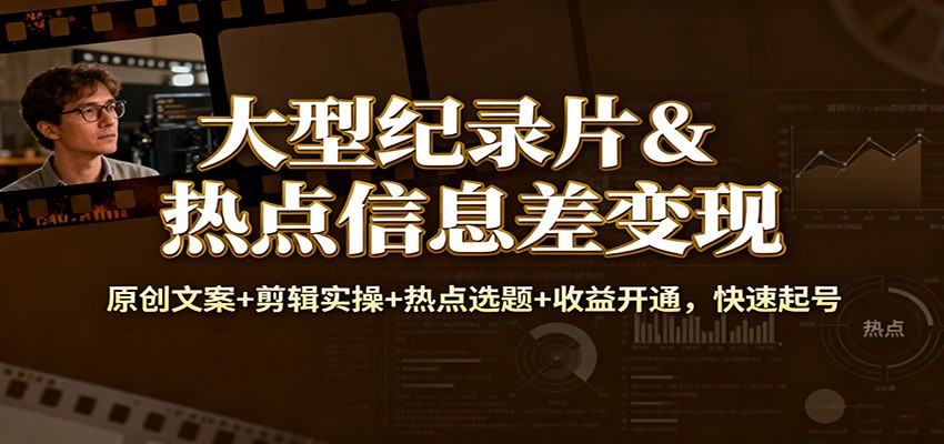 大型纪录片&热点信息差变现：原创文案+剪辑实操+热点选题+收益开通，快速起号牛品源码-源码下载-源码社区-zblog主题插件-PHP源码-三合一源码-直播源码-短视频源码-APP源码-即时通讯-源码-交友源码牛品源码