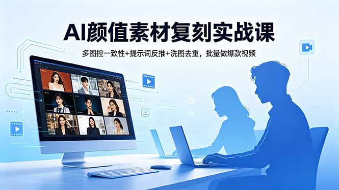 AI颜值素材复刻实战课，多图控一致性+提示词反推+洗图去重，批量做爆款视频牛品源码-源码下载-源码社区-zblog主题插件-PHP源码-三合一源码-直播源码-短视频源码-APP源码-即时通讯-源码-交友源码牛品源码