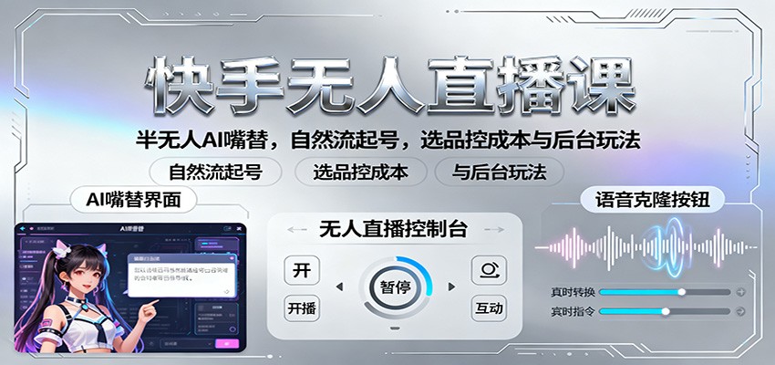 快手无人直播课:半无人AI嘴替,自然流起号,选品控成本与后台玩法牛品源码-源码下载-源码社区-zblog主题插件-PHP源码-三合一源码-直播源码-短视频源码-APP源码-即时通讯-源码-交友源码牛品源码