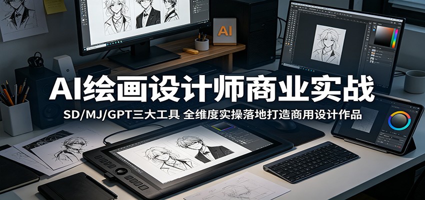 AI绘画设计师商业实战：SD/MJ/GPT三大工具，全维度实操落地打造商用设计作品牛品源码-源码下载-源码社区-zblog主题插件-PHP源码-三合一源码-直播源码-短视频源码-APP源码-即时通讯-源码-交友源码牛品源码
