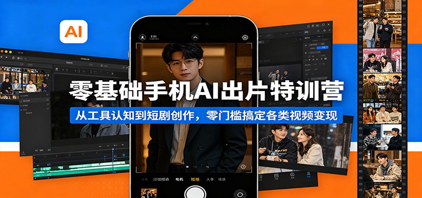 零基础手机AI出片特训营:从工具认知到短剧创作,零门槛搞定各类视频变现牛品源码-源码下载-源码社区-zblog主题插件-PHP源码-三合一源码-直播源码-短视频源码-APP源码-即时通讯-源码-交友源码牛品源码