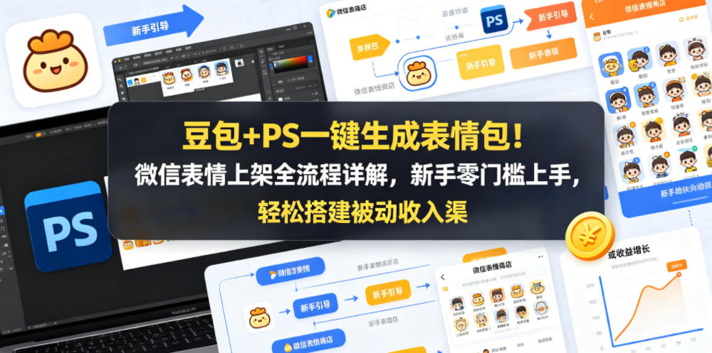 豆包+PS一键生成表情包!微信表情上架全流程详解,新手零门槛上手,轻松搭建被动收入渠道牛品源码-源码下载-源码社区-zblog主题插件-PHP源码-三合一源码-直播源码-短视频源码-APP源码-即时通讯-源码-交友源码牛品源码