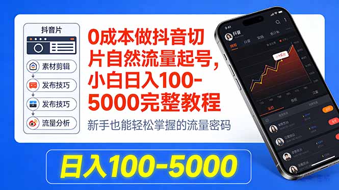 0成本做抖音切片自然流量起号,小白日入100-5000完整教程牛品源码-源码下载-源码社区-zblog主题插件-PHP源码-三合一源码-直播源码-短视频源码-APP源码-即时通讯-源码-交友源码牛品源码