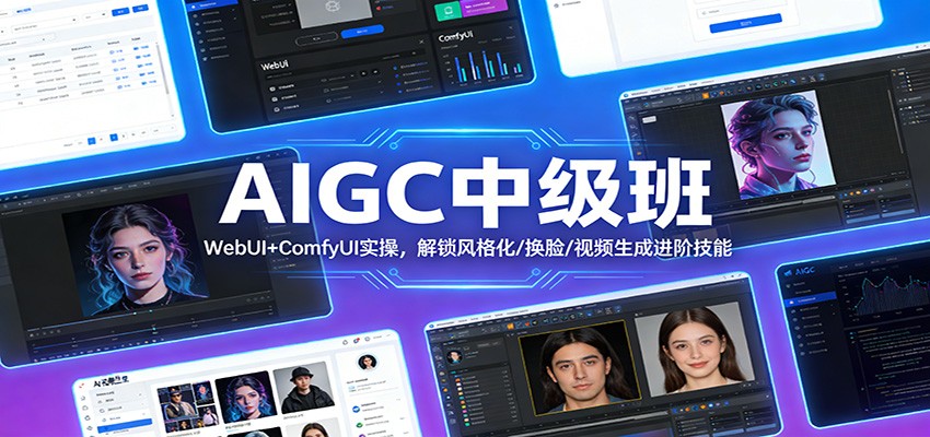 AIGC中级班：WebUI+ComfyUI实操，解锁风格化/换脸/视频生成进阶技能牛品源码-源码下载-源码社区-zblog主题插件-PHP源码-三合一源码-直播源码-短视频源码-APP源码-即时通讯-源码-交友源码牛品源码