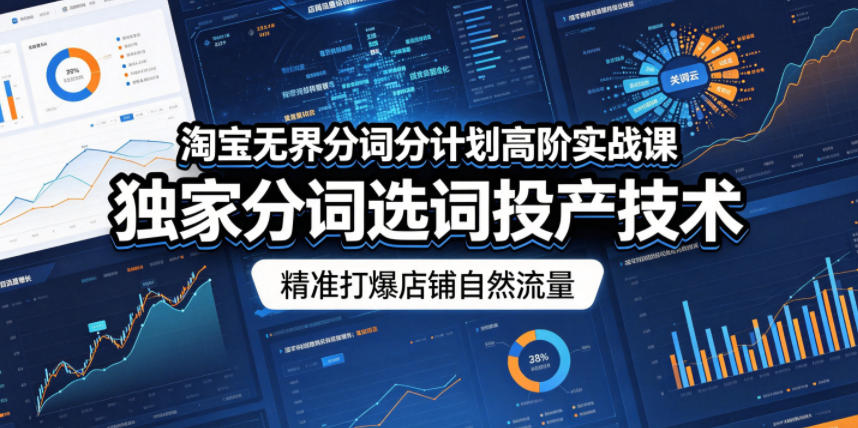 淘宝无界分词分计划高阶实战课,独家分词选词投产技术,精准打爆店铺自然流量牛品源码-源码下载-源码社区-zblog主题插件-PHP源码-三合一源码-直播源码-短视频源码-APP源码-即时通讯-源码-交友源码牛品源码