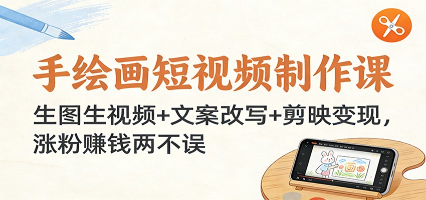 手绘画短视频制作课:生图生视频+文案改写+剪映变现,涨粉赚钱两不误牛品源码-源码下载-源码社区-zblog主题插件-PHP源码-三合一源码-直播源码-短视频源码-APP源码-即时通讯-源码-交友源码牛品源码