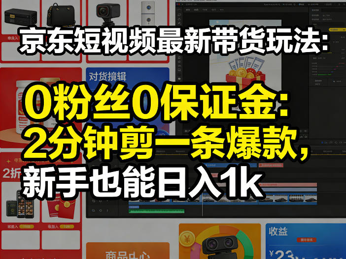 京东短视频最新带货玩法，0粉丝0保证金，2分钟剪一条爆款，新手也能日入1k+【揭秘】牛品源码-源码下载-源码社区-zblog主题插件-PHP源码-三合一源码-直播源码-短视频源码-APP源码-即时通讯-源码-交友源码牛品源码