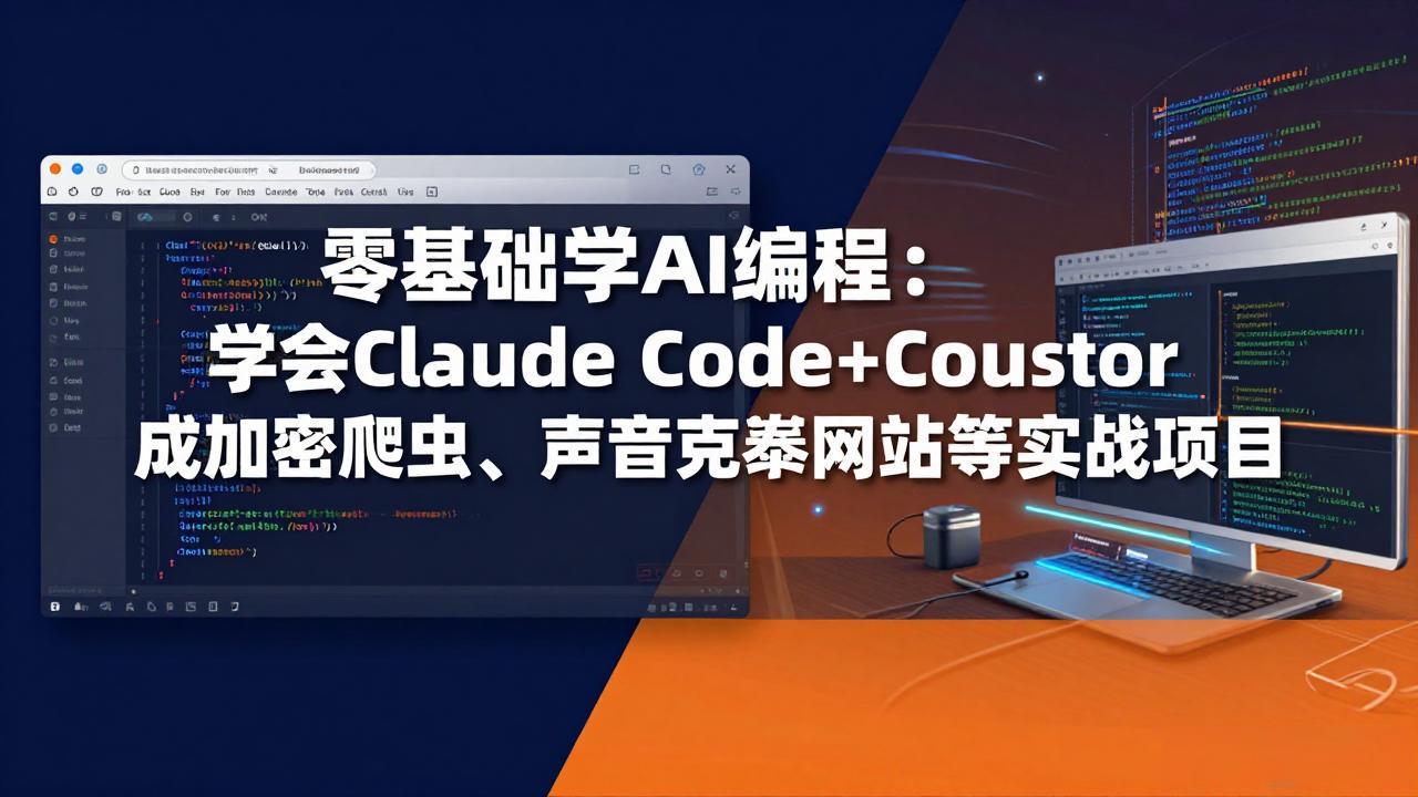 零基础学AI编程：学会Claude Code+Cursor完成加密爬虫、声音克隆网站等实战项目牛品源码-源码下载-源码社区-zblog主题插件-PHP源码-三合一源码-直播源码-短视频源码-APP源码-即时通讯-源码-交友源码牛品源码