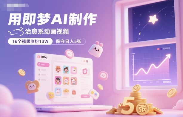 用即梦AI制作治愈系动画视频,16个视频涨粉13W,保守日入5张牛品源码-源码下载-源码社区-zblog主题插件-PHP源码-三合一源码-直播源码-短视频源码-APP源码-即时通讯-源码-交友源码牛品源码