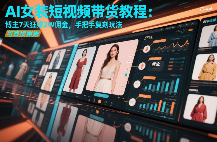 AI女装短视频带货教程：博主7天狂賺2W佣金，手把手复刻玩法，可直接照搬牛品源码-源码下载-源码社区-zblog主题插件-PHP源码-三合一源码-直播源码-短视频源码-APP源码-即时通讯-源码-交友源码牛品源码