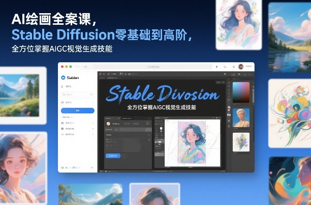 AI绘画全案课,Stable Diffusion零基础到高阶,全方位掌握AIGC视觉生成技能牛品源码-源码下载-源码社区-zblog主题插件-PHP源码-三合一源码-直播源码-短视频源码-APP源码-即时通讯-源码-交友源码牛品源码