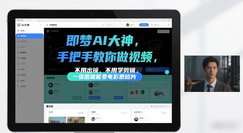 即梦AI大神手把手教你做视频，不用出镜、不用学剪辑，一张图就能变电影感短片牛品源码-源码下载-源码社区-zblog主题插件-PHP源码-三合一源码-直播源码-短视频源码-APP源码-即时通讯-源码-交友源码牛品源码