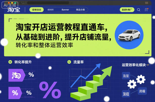淘宝开店运营教程直通车,从基础到进阶,提升店铺流量,转化率和整体运营效率(更新11月)牛品源码-源码下载-源码社区-zblog主题插件-PHP源码-三合一源码-直播源码-短视频源码-APP源码-即时通讯-源码-交友源码牛品源码