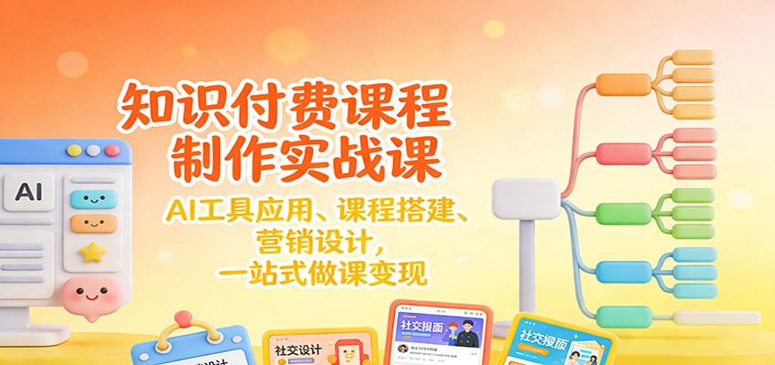 知识付费课程制作实战课：AI工具应用 、课程搭建、营销设计，一站式做课变现牛品源码-源码下载-源码社区-zblog主题插件-PHP源码-三合一源码-直播源码-短视频源码-APP源码-即时通讯-源码-交友源码牛品源码