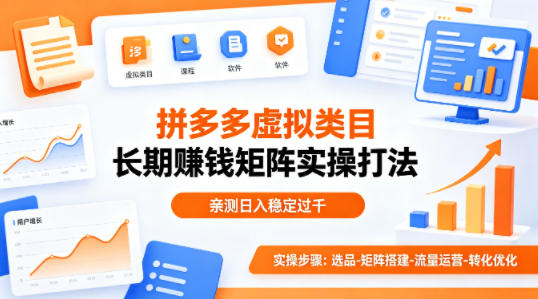 做拼多多虚拟类目想长期賺钱？这套矩阵实操打法，亲测日入稳定过千【揭秘】牛品源码-源码下载-源码社区-zblog主题插件-PHP源码-三合一源码-直播源码-短视频源码-APP源码-即时通讯-源码-交友源码牛品源码