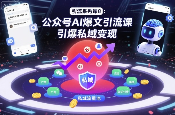 引流系列课8:公众号AI爆文引流课,引爆私域变现牛品源码-源码下载-源码社区-zblog主题插件-PHP源码-三合一源码-直播源码-短视频源码-APP源码-即时通讯-源码-交友源码牛品源码