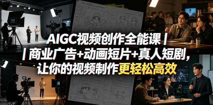 AIGC视频创作全能课|商业广告+动画短片+真人短剧,让你的视频制作更轻松高效牛品源码-源码下载-源码社区-zblog主题插件-PHP源码-三合一源码-直播源码-短视频源码-APP源码-即时通讯-源码-交友源码牛品源码