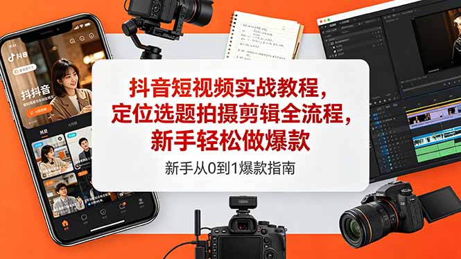 抖音短视频实战教程,定位选题拍摄剪辑全流程,新手轻松做爆款牛品源码-源码下载-源码社区-zblog主题插件-PHP源码-三合一源码-直播源码-短视频源码-APP源码-即时通讯-源码-交友源码牛品源码