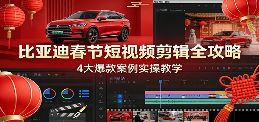 比亚迪春节短视频剪辑全攻略，4大爆款案例实操教学牛品源码-源码下载-源码社区-zblog主题插件-PHP源码-三合一源码-直播源码-短视频源码-APP源码-即时通讯-源码-交友源码牛品源码