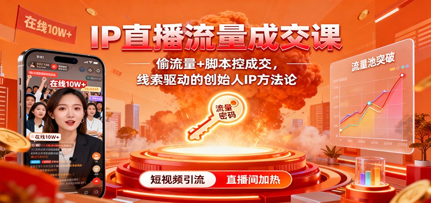 IP直播流量成交课:偷流量+脚本控成交,线索驱动的创始人IP方法论牛品源码-源码下载-源码社区-zblog主题插件-PHP源码-三合一源码-直播源码-短视频源码-APP源码-即时通讯-源码-交友源码牛品源码