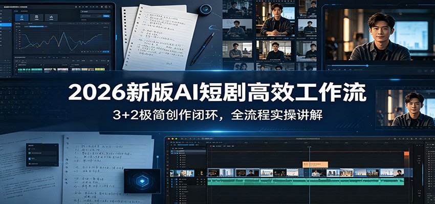 2026新版AI短剧高效工作流：3+2极简创作闭环，全流程实操讲解牛品源码-源码下载-源码社区-zblog主题插件-PHP源码-三合一源码-直播源码-短视频源码-APP源码-即时通讯-源码-交友源码牛品源码