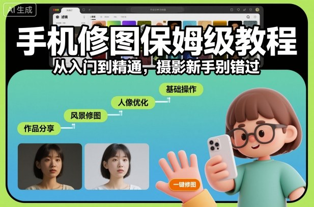 手机修图保姆级教程,从入门到精通,摄影新手别错过牛品源码-源码下载-源码社区-zblog主题插件-PHP源码-三合一源码-直播源码-短视频源码-APP源码-即时通讯-源码-交友源码牛品源码