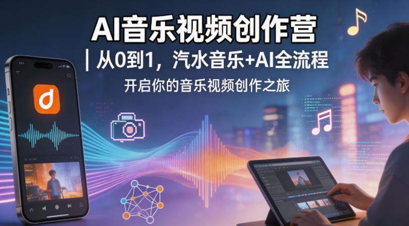 AI音乐视频创作营|从0到1,汽水音乐+AI全流程,开启你的音乐视频创作之旅牛品源码-源码下载-源码社区-zblog主题插件-PHP源码-三合一源码-直播源码-短视频源码-APP源码-即时通讯-源码-交友源码牛品源码