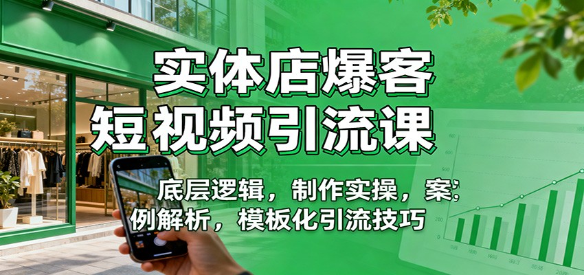 实体店爆客短视频引流课:底层逻辑,制作实操,案例解析,模板化引流技巧牛品源码-源码下载-源码社区-zblog主题插件-PHP源码-三合一源码-直播源码-短视频源码-APP源码-即时通讯-源码-交友源码牛品源码