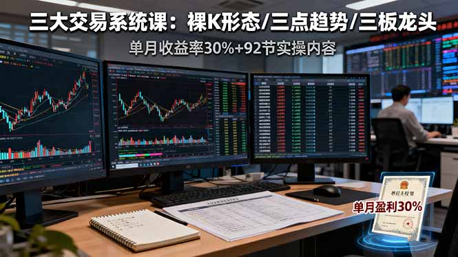 三大交易系统课:裸K形态/三点趋势/三板体系,单月收益率30%+92节实操内容牛品源码-源码下载-源码社区-zblog主题插件-PHP源码-三合一源码-直播源码-短视频源码-APP源码-即时通讯-源码-交友源码牛品源码