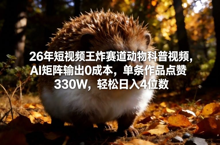 26年短视频王炸赛道动物科普视频,AI矩阵输出0成本,单条作品点赞330W,轻松日入4位数牛品源码-源码下载-源码社区-zblog主题插件-PHP源码-三合一源码-直播源码-短视频源码-APP源码-即时通讯-源码-交友源码牛品源码
