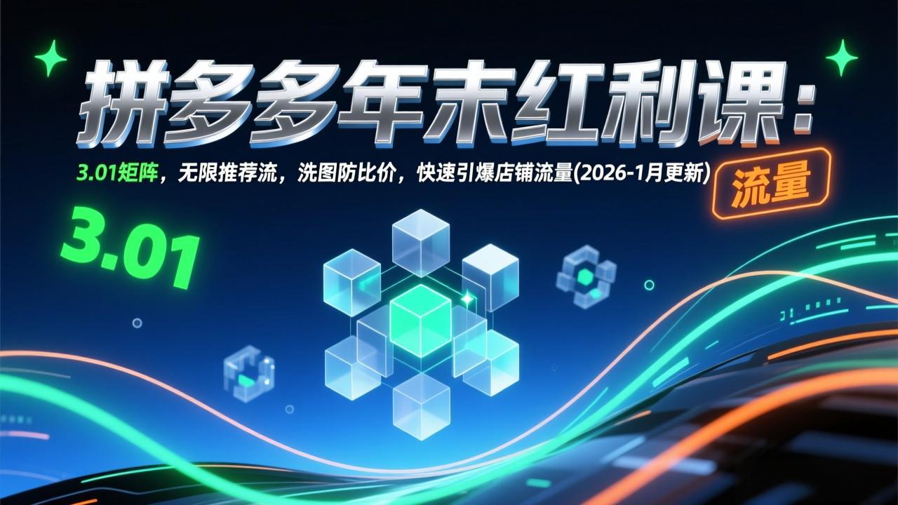 拼多多年末红利课：3.01矩阵，无限推荐流，洗图防比价，快速引爆店铺流量(2026-1月更新牛品源码-源码下载-源码社区-zblog主题插件-PHP源码-三合一源码-直播源码-短视频源码-APP源码-即时通讯-源码-交友源码牛品源码