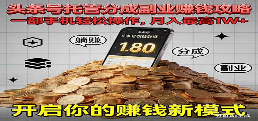 全程托管今日头条，一部手机就可以开干，最高躺赚1W+牛品源码-源码下载-源码社区-zblog主题插件-PHP源码-三合一源码-直播源码-短视频源码-APP源码-即时通讯-源码-交友源码牛品源码