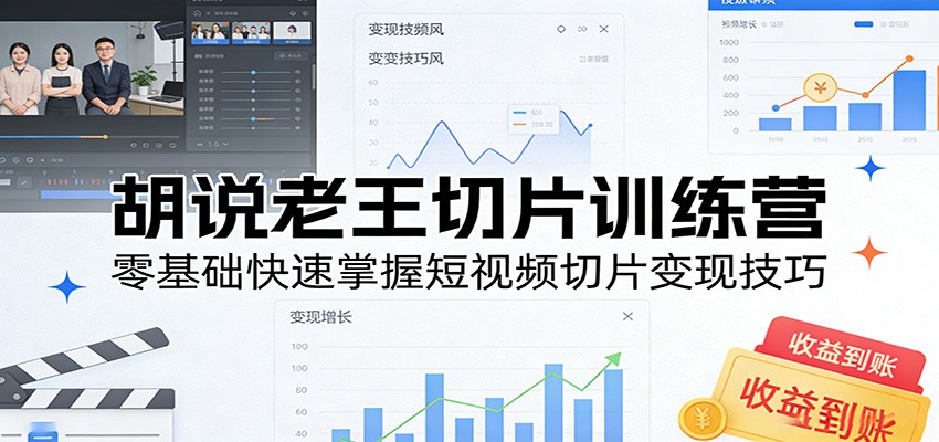 胡说老王切片训练营，零基础快速掌握短视频切片变现技巧牛品源码-源码下载-源码社区-zblog主题插件-PHP源码-三合一源码-直播源码-短视频源码-APP源码-即时通讯-源码-交友源码牛品源码