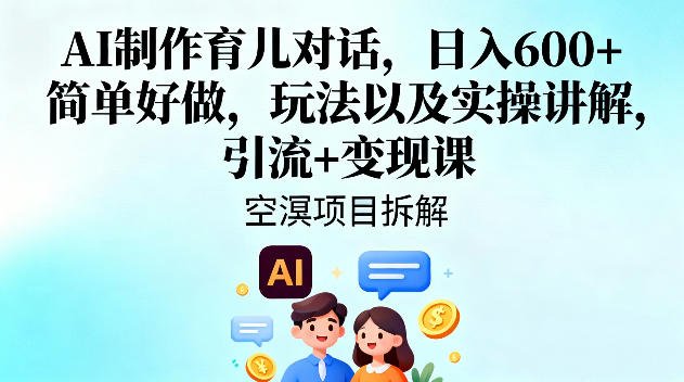 AI制作育儿对话,日入6张+,简单好做,玩法以及实操讲解,引流+变现课牛品源码-源码下载-源码社区-zblog主题插件-PHP源码-三合一源码-直播源码-短视频源码-APP源码-即时通讯-源码-交友源码牛品源码