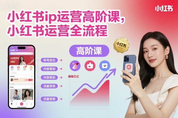 小红书ip运营高阶课，小红书运营全流程牛品源码-源码下载-源码社区-zblog主题插件-PHP源码-三合一源码-直播源码-短视频源码-APP源码-即时通讯-源码-交友源码牛品源码