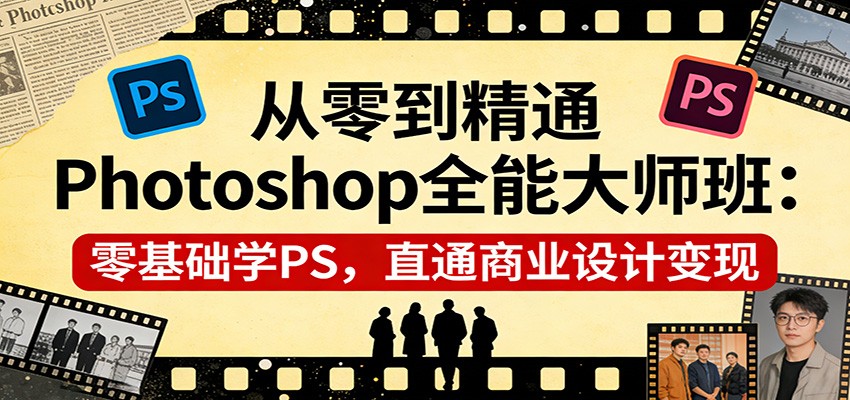 从零到精通Photoshop全能大师班：零基础学PS，直通商业设计变现牛品源码-源码下载-源码社区-zblog主题插件-PHP源码-三合一源码-直播源码-短视频源码-APP源码-即时通讯-源码-交友源码牛品源码