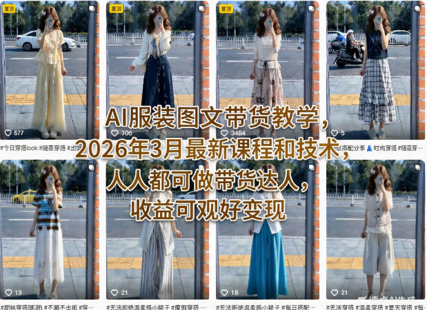 AI服装图文带货教学,2026年3月最新课程和技术,人人都可做带货达人,收益可观好变现牛品源码-源码下载-源码社区-zblog主题插件-PHP源码-三合一源码-直播源码-短视频源码-APP源码-即时通讯-源码-交友源码牛品源码