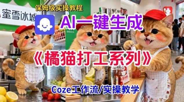 Coze扣子工作流一键生成胖橘猫打工短视频,保姆级实操搭建教学牛品源码-源码下载-源码社区-zblog主题插件-PHP源码-三合一源码-直播源码-短视频源码-APP源码-即时通讯-源码-交友源码牛品源码