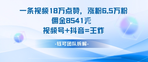 一条视频18W点赞，涨粉6.5W粉佣金8541米，视频号+抖音=王炸牛品源码-源码下载-源码社区-zblog主题插件-PHP源码-三合一源码-直播源码-短视频源码-APP源码-即时通讯-源码-交友源码牛品源码