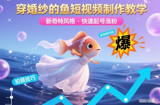 穿婚纱的鱼短视频制作教学,新奇特风格,快速起号涨粉牛品源码-源码下载-源码社区-zblog主题插件-PHP源码-三合一源码-直播源码-短视频源码-APP源码-即时通讯-源码-交友源码牛品源码