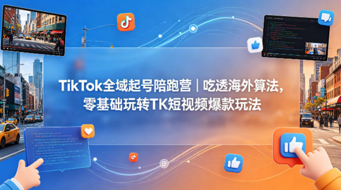 TikTok全域起号陪跑营｜吃透海外算法，零基础玩转TK短视频爆款玩法牛品源码-源码下载-源码社区-zblog主题插件-PHP源码-三合一源码-直播源码-短视频源码-APP源码-即时通讯-源码-交友源码牛品源码