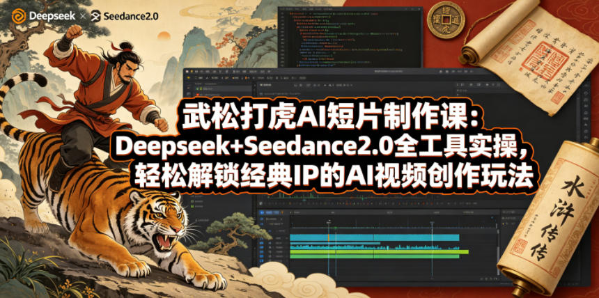 武松打虎AI短片制作课:Deepseek+Seedance2.0全工具实操,轻松解锁经典IP的AI视频创作玩法牛品源码-源码下载-源码社区-zblog主题插件-PHP源码-三合一源码-直播源码-短视频源码-APP源码-即时通讯-源码-交友源码牛品源码