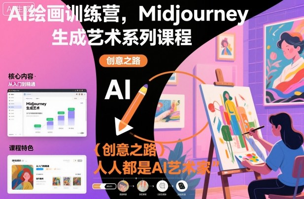 AI绘画训练营，Midjourney生成艺术系列课程，人人都是AI艺术家牛品源码-源码下载-源码社区-zblog主题插件-PHP源码-三合一源码-直播源码-短视频源码-APP源码-即时通讯-源码-交友源码牛品源码