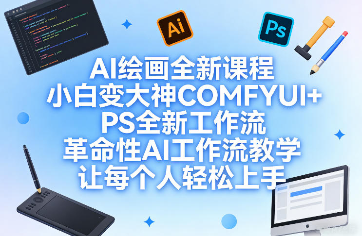 AI绘画全新课程，小白变大神COMFYUI+PS全新工作流，革命性AI工作流教学，让每个人轻松上手牛品源码-源码下载-源码社区-zblog主题插件-PHP源码-三合一源码-直播源码-短视频源码-APP源码-即时通讯-源码-交友源码牛品源码