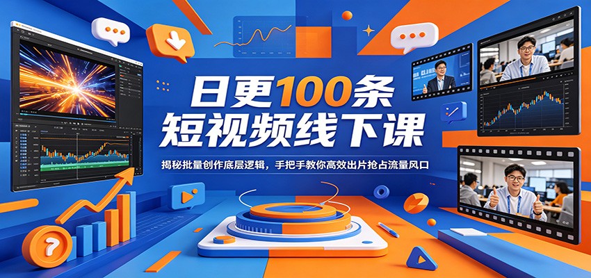日更100条短视频线下课:揭秘批量创作底层逻辑,手把手教你高效出片抢占流量风口牛品源码-源码下载-源码社区-zblog主题插件-PHP源码-三合一源码-直播源码-短视频源码-APP源码-即时通讯-源码-交友源码牛品源码