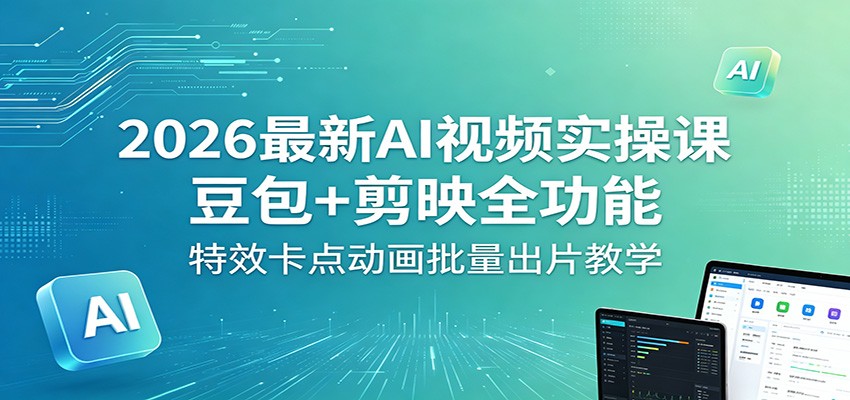2026最新AI视频实操课:豆包+剪映全功能,特效卡点动画批量出片教学牛品源码-源码下载-源码社区-zblog主题插件-PHP源码-三合一源码-直播源码-短视频源码-APP源码-即时通讯-源码-交友源码牛品源码