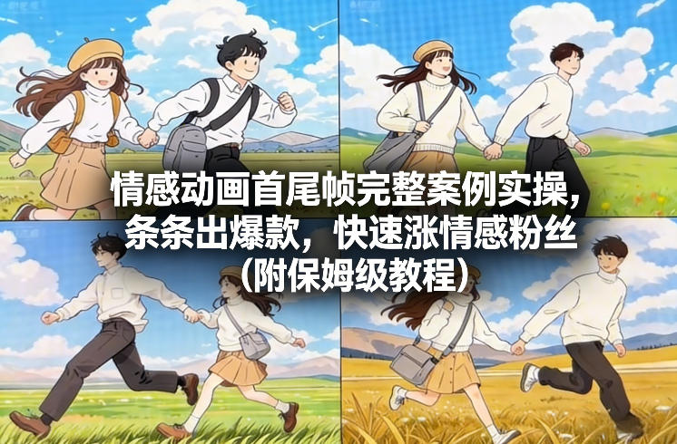 情感动画首尾帧完整案例实操，条条出爆款，快速涨情感粉丝(附保姆级教程)牛品源码-源码下载-源码社区-zblog主题插件-PHP源码-三合一源码-直播源码-短视频源码-APP源码-即时通讯-源码-交友源码牛品源码
