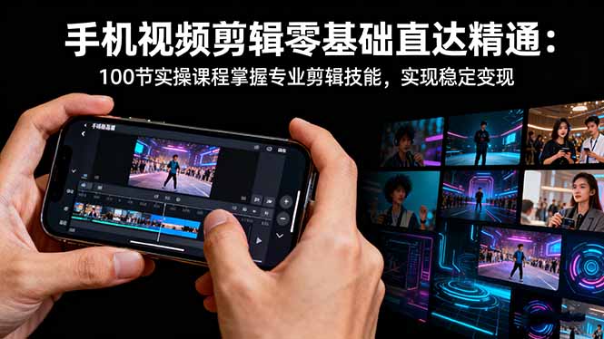 手机视频剪辑零基础直达精通：100节实操课程掌握专业剪辑技能，实现稳…牛品源码-源码下载-源码社区-zblog主题插件-PHP源码-三合一源码-直播源码-短视频源码-APP源码-即时通讯-源码-交友源码牛品源码